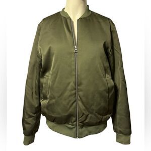 Everlane E2 Bomber Jacket Zip Up Olive Green Size Medium